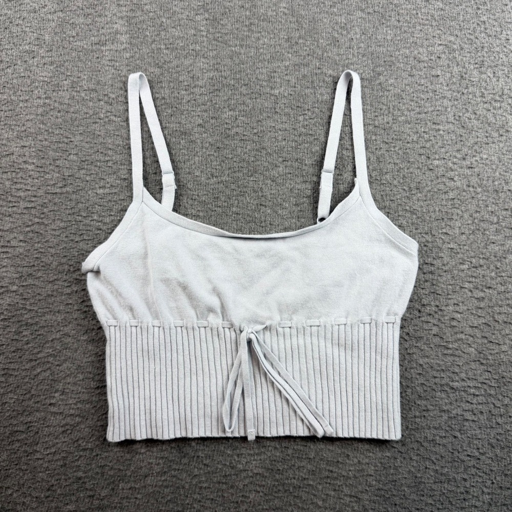 Beverly and Beck Camisole Top Women's Medium Blue Ribbed Knit Cropped Cami